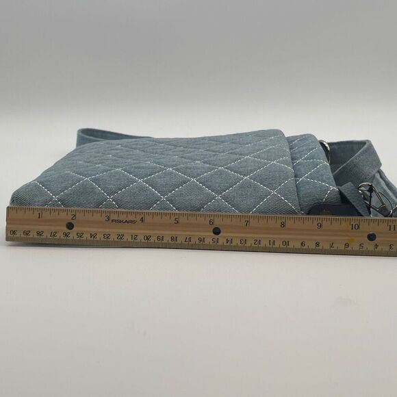 NWT RAE DUNN Crossbody Bag Blue Denim Quilted Purse With Matching Pouch New - Picture 9 of 14